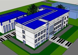 某大学生活动中心建筑设计方案（CAD方案、SU(草图大师)模型）