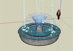 某欧式风格圆形水景喷泉设计SU(草图大师)模型素材4