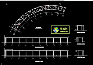 某木质弧形花架设计施工图图纸CAD方案
