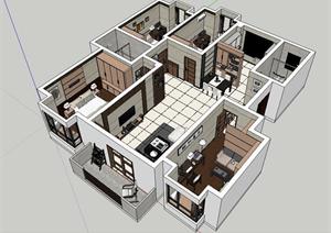 某现代住宅室内装饰设计方案SU(草图大师)模型