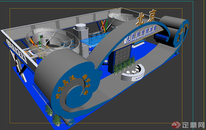 北京旅游展览厅展台设计3DMAX模型素材(1)