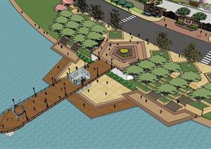 某会所入口及滨河观景平台景观设计SU(草图大师)模型