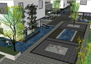 某别墅住宅区景观设计SU(草图大师)模型