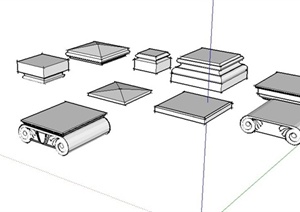 多个柱头设计的SU(草图大师)模型素材