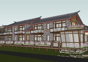 某中式别墅区建筑设计SU(草图大师)模型