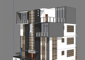 某现代集合住宅建筑设计SU(草图大师)模型