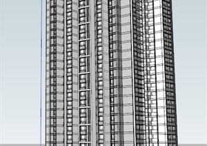 某现代中式高层住宅建筑设计SU(草图大师)模型素材