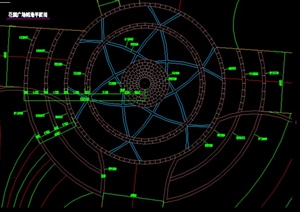 某园林圆形广场铺装铺地设计施工图CAD