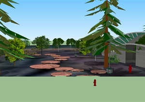 某校园景观规划设计SU(草图大师)模型素材含效果图