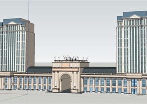 某欧式风格办公楼建筑设计SU(草图大师)模型素材