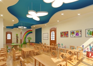 某室内空间文化教育幼儿园活动室SU(草图大师)模型素材
