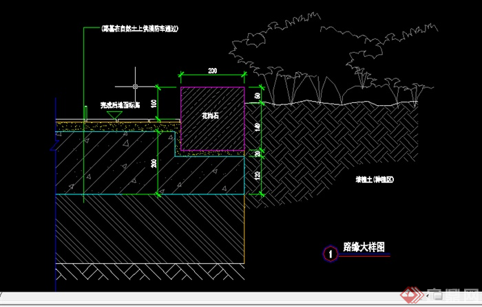 某园林景观道路路缘侧石施工图设计CAD图纸2(1)