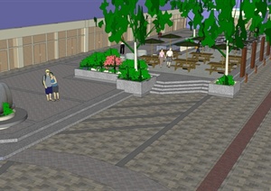 某园林景观道路街道景观设计SU(草图大师)模型素材