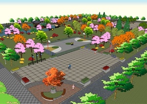 某大型主题公园景观规划设计SU(草图大师)模型素材