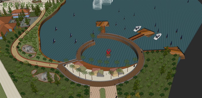 某大型滨水景观规划设计SU模型素材