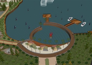 某大型滨水景观规划设计SU(草图大师)模型素材