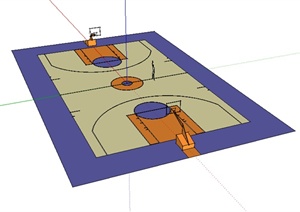 某园林景观篮球场设计SU(草图大师)模型素材