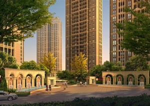 某住宅区中央广场景观设计PSD效果图