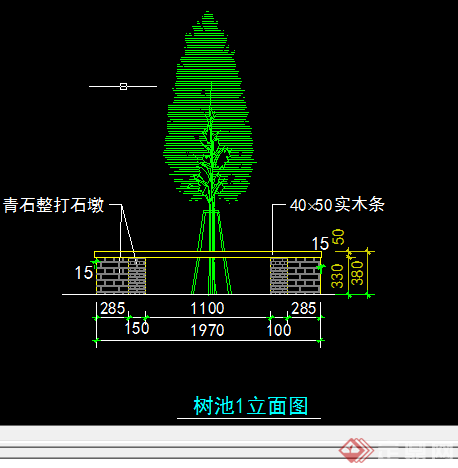 某园林景观方形树池施工图设计CAD图纸(2)