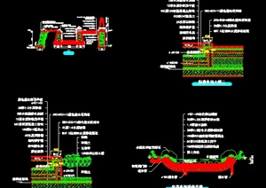 四种景观水池剖面详图
