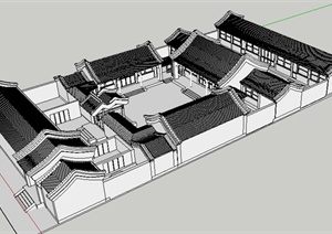 某个典型四合院建筑设计SU(草图大师)模型