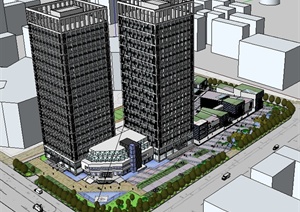 某现代高层商业楼建筑设计SU(草图大师)模型