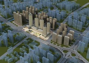 某城市中心区建筑规划设计方案SU(草图大师)模型（含效果图）