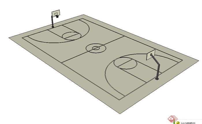 某运动场篮球场设计SU模型素材(1)