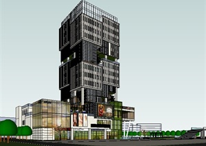 某现代购物中心建筑设计SU(草图大师)模型