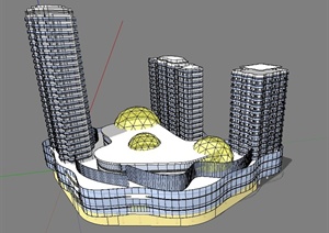 某商业办公综合建筑设计SU(草图大师)模型