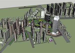 某大型高层住宅小区建筑设计SU(草图大师)模型
