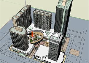 某商业酒店和住宅综合建筑设计SU(草图大师)模型