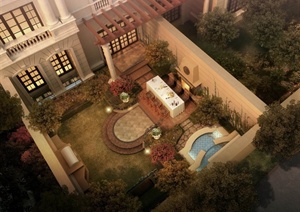 某别墅住宅庭院景观设计效果图（PSD格式）