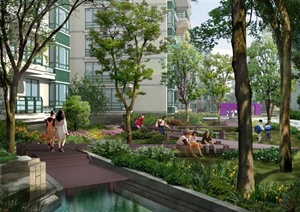 某住宅区休闲绿地景观规划设计效果图PSD格式