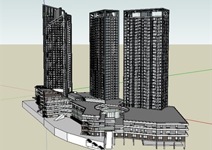 某现代商住建筑设计方案SU(草图大师)模型8