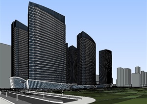 某地现代高层商业建筑设计SU(草图大师)模型