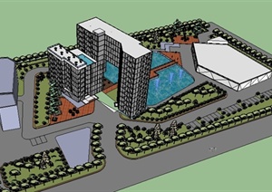 某现代商业建筑景观规划设计SU(草图大师)模型