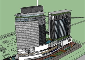 某商业大厦建筑设计SU(草图大师)模型