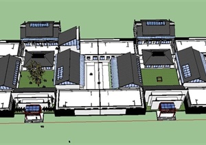 某四合院式商铺建筑设计SU(草图大师)模型