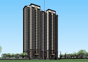 某地现代高层住宅建筑设计SU(草图大师)模型