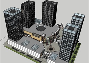 某商业办公大厦建筑设计SU(草图大师)模型