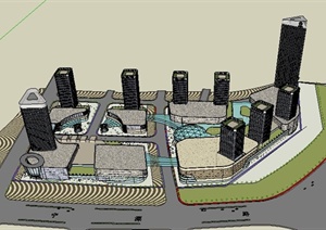 某综合广场建筑设计SU(草图大师)模型