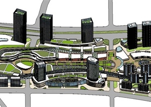 某城市规划综合建筑设计SU(草图大师)模型1