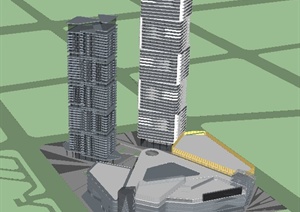 某商务办公大厦建筑设计SU(草图大师)模型