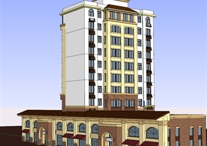 某小高层住宅及商业建筑设计SU(草图大师)模型