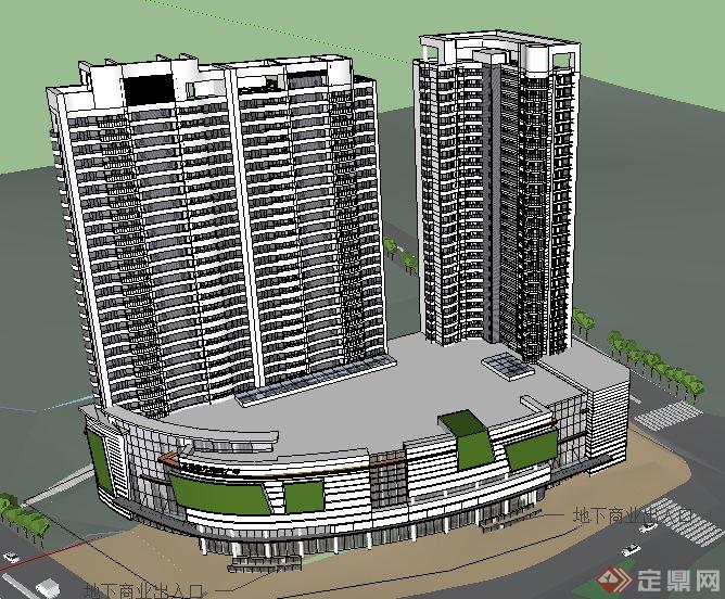 某康龙国际广场建筑设计建筑设计SU模型(1)