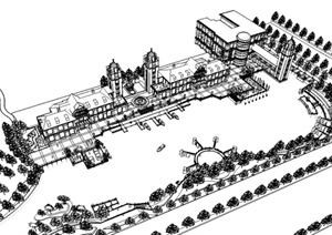 某滨湖商业街建筑设计SU(草图大师)模型