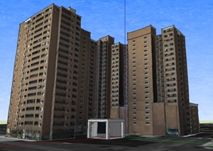 某地现代风格高层住宅建筑设计SU(草图大师)模型