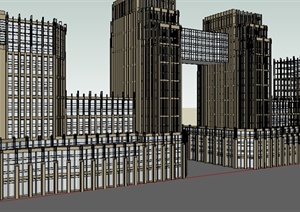 某商业建筑商圈建筑设计SU(草图大师)模型素材