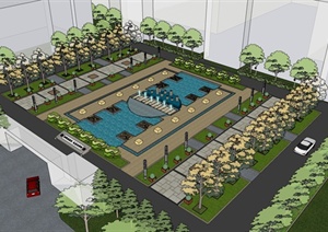 某学校入口广场景观规划设计SU(草图大师)模型